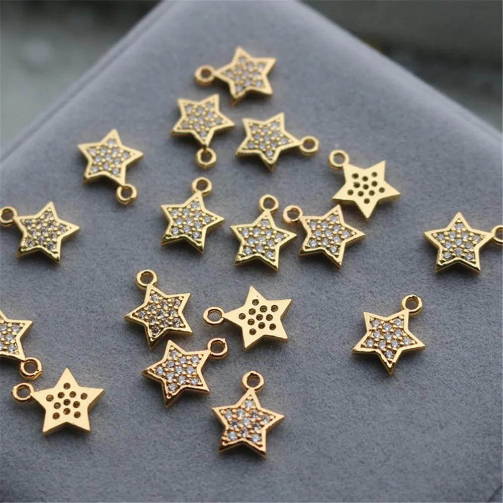 

18K gold-coated accessories inlaid with zircon star pendant with an outer diameter of 10mm five-pointed star diy accessories