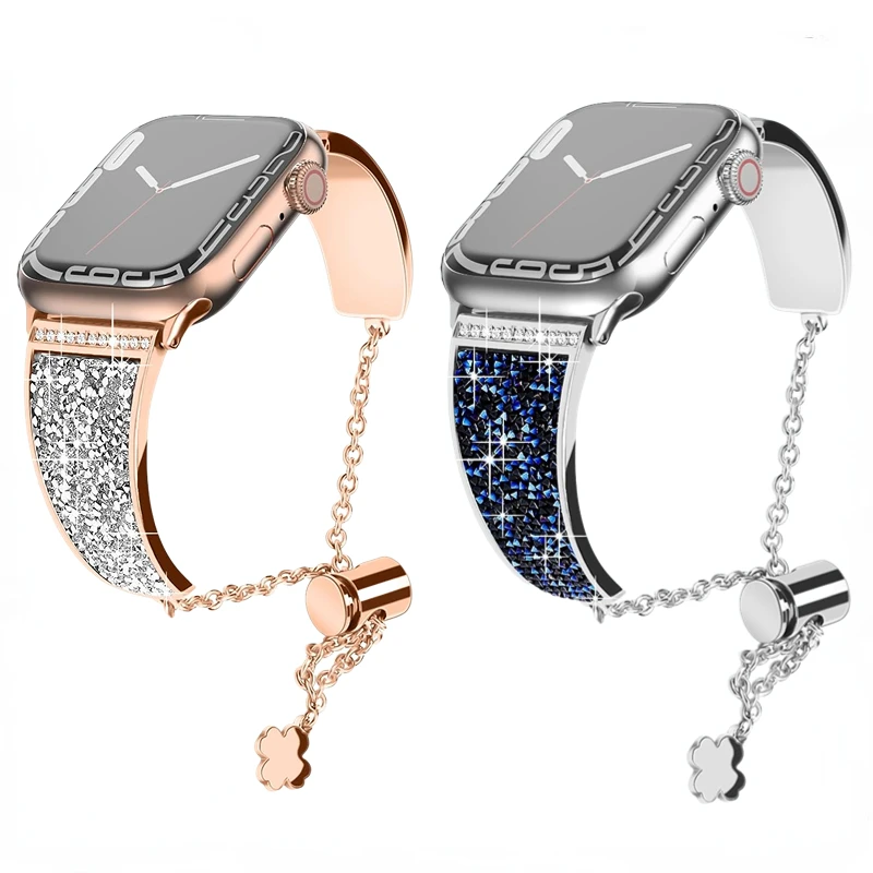 

Metal diamond strap For Apple watch Ultra 49mm 8 7 45mm 41mm Women's luxury bracelet wristband For iwatch 6 5 3 2 SE 44/42/40mm