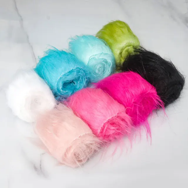 Peluche pure imitant la fausse fourrure pour travaux grossier, grill, polyester, coton, beurre, cheveux, peluche, tissu, décoré à la main, 14 couleurs 2