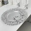 13inch Luxury Hollow Flower Tray Plastic Home Dining Plate Wedding Dessert Cake Tray Western Steak Kitchen Dish Charger 100pcs 3