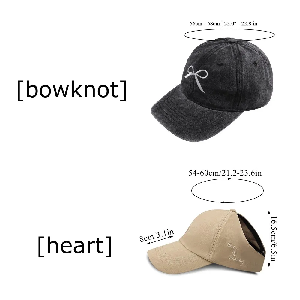 Pink Bow Baseball Cap For Women Y2K Korean Washed Denim Snapback Hat Niche Designer Summer Adjustable Embroidered Girls gorras