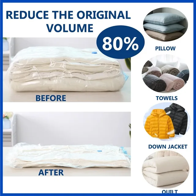 Bolsas de viaje para ahorrar espacio, organizador de Manta al vacío con sello al vacío para ropa, almohada y ropa de cama, 8/4 piezas