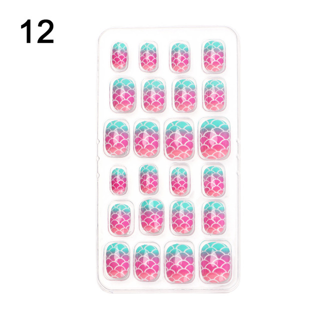 Candy False Nail Tips Children Cartoon Full Cover Kid Glue Self Fake Nail Art for Girls Manicure Tips Nail Decor