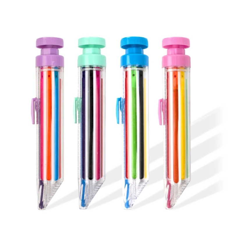 

Pressing Drawing Pen Multicolor Party Writing Rotating Crayon Pen Office Stackable Art Painting Kids Drawing Crayon Pen