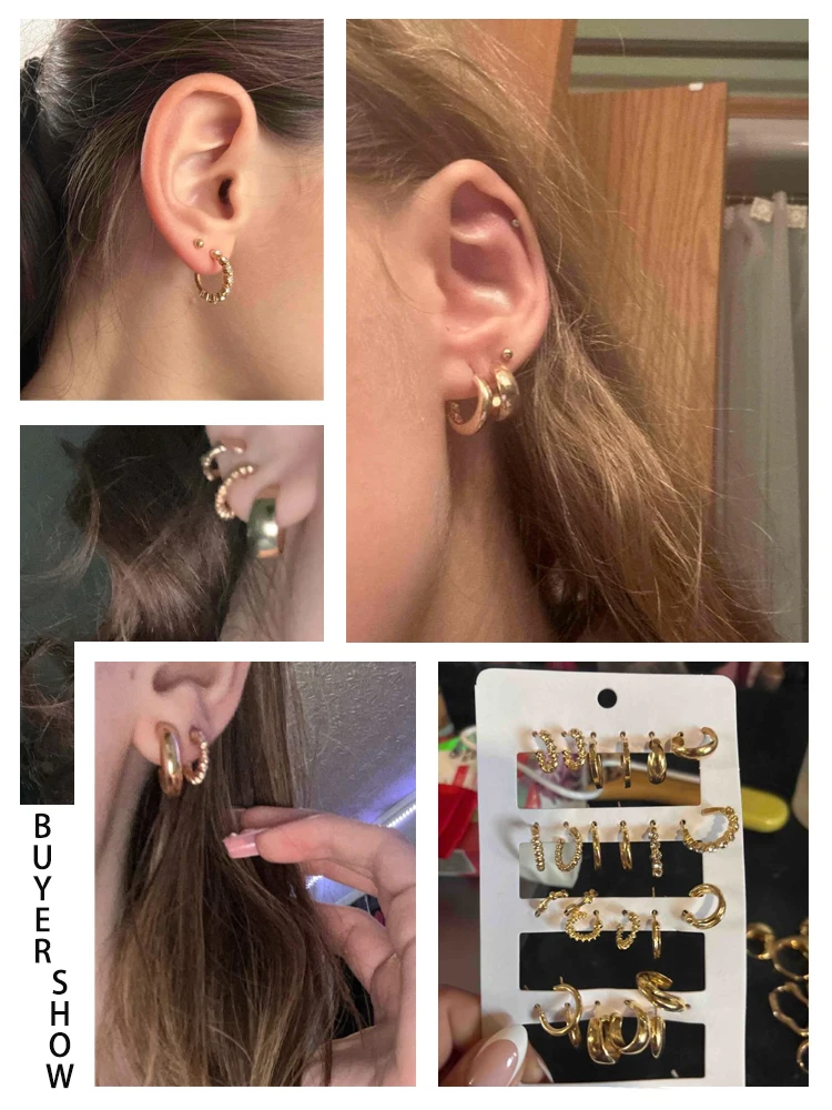 24pcs/Set Fashion Rhinestone Small Hoop Earrings Minimalist Everyday Earrings For Women Date Holiday Jewelry Anniversary Gifts