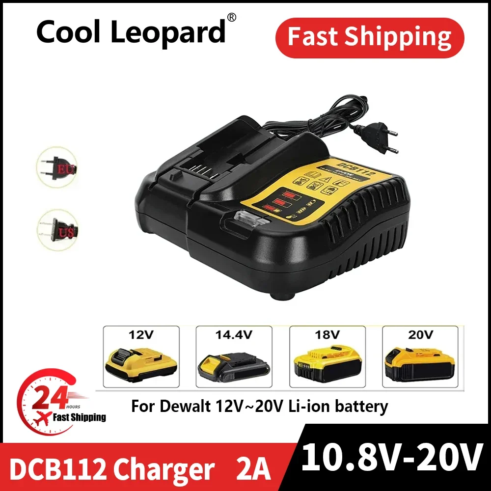 

2A DCB112 Replace Battery Charger For Dewalt Li-Ion Battery 10.8V 12V 14.4V 18V 20V DCB200 DCB101 DCB115 DCB107 DCB105 DCB140