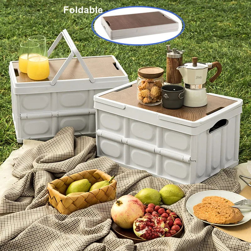 Foldable Picnic Basket Portable Storage Basket Camping Picnic Basket