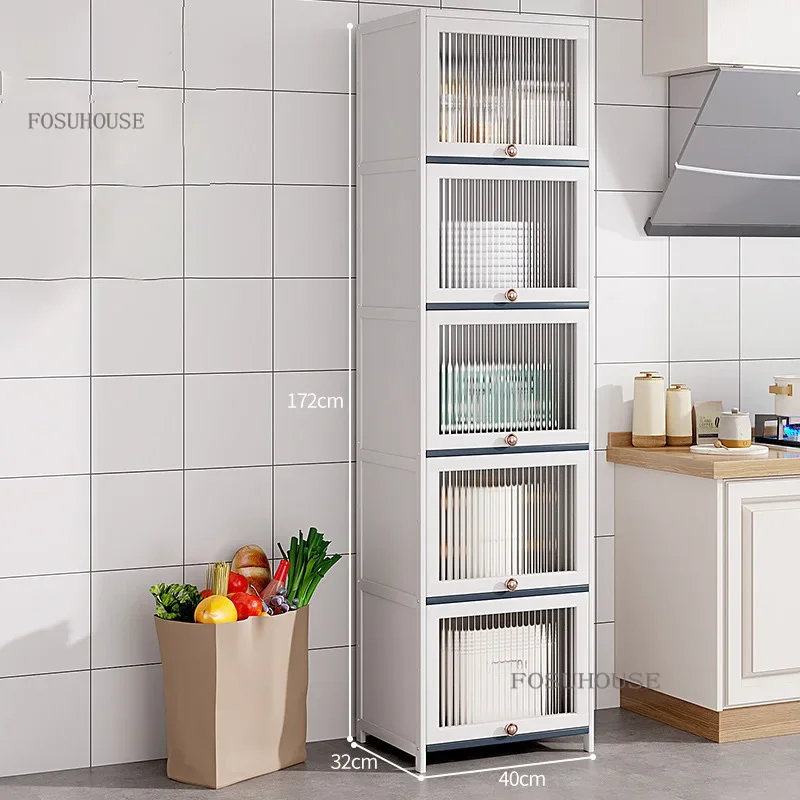 Multi-layer Kitchen Sandwich Sideboards Cabinets Floor-standing Dustproof Storage Rack Home et Cabinet with Door