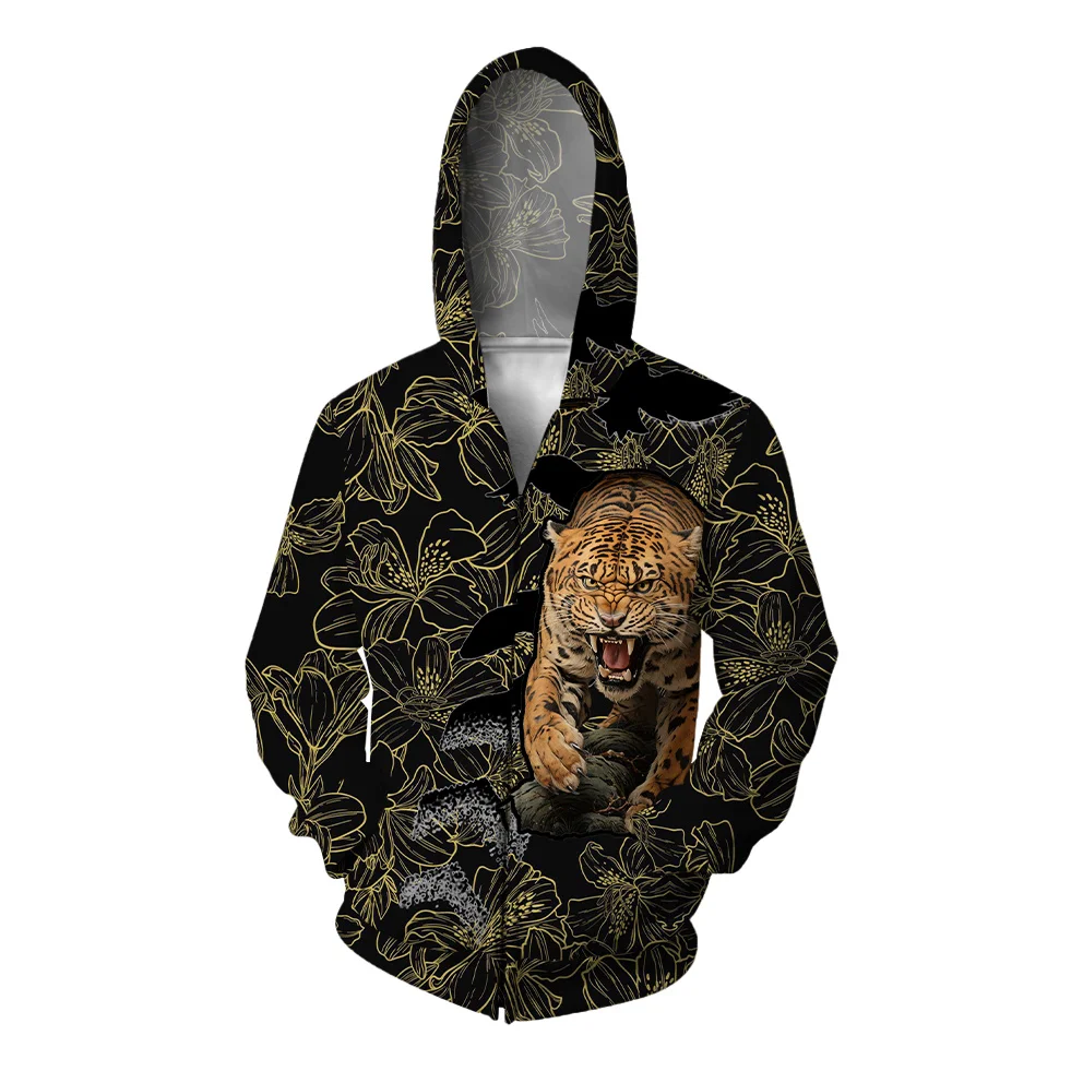 Sudadera con capucha moderna para hombre Bull Sudadera con cremallera Tiger Sudadera con capucha asequible con cremallera Ropa cálida para hombre Marcas Otoño