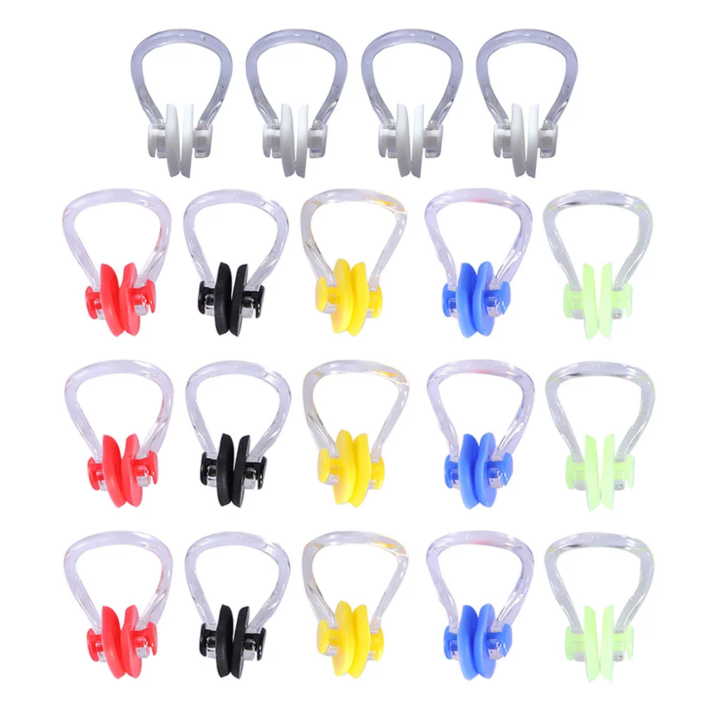 20 Pcs Swimming Nose Plugs Peg Silicone Clip Waterproof Protector Creative Clamp