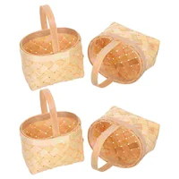 4 Pcs Mini Woven Baskets Handheld Wood Chip Gift Hamper Small Storage Decorative Candy Flower Snack Basket Terrace Garden 1