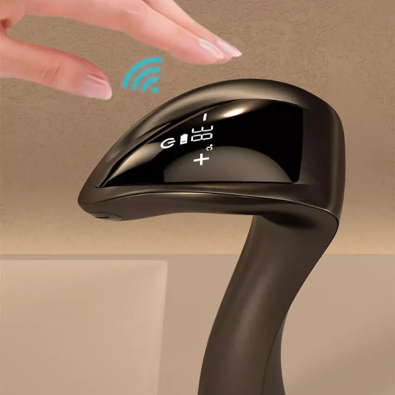 

New Intelligent Digital Display Sensor Basin Faucet Hot and Cold Water Mixer Wall Mounted Bathroom Brass Washbasin Vanity Faucet