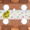 Happy Easter Bunny Eggs Linen Table Runner Holiday Party Decor Spring Watercolor Flowers Plaid Table Runners Dining Table Decor 4