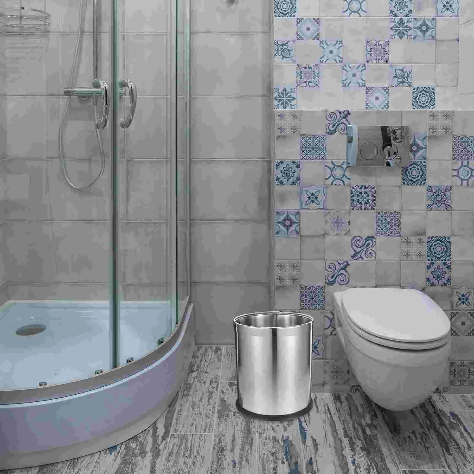 

Bathroom Trash Can Stainless Steel Trash Container Garbage Storage Bucket for Home