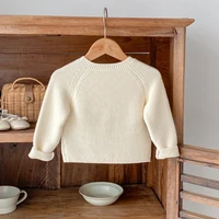 Autumn new 0-3-year-old baby clothing for boys and girls, cute and fun embroidered round neck sweater, knitted cardigan jacket 2