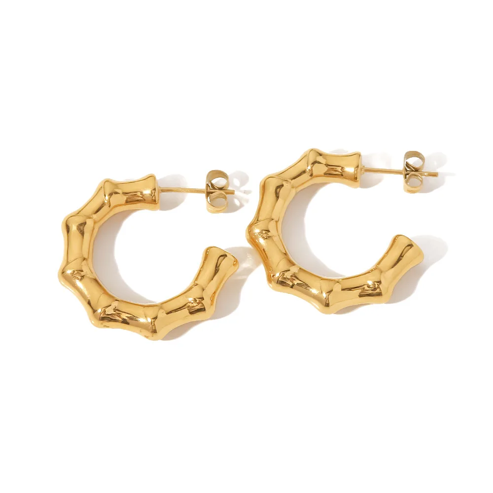 

Модный стиль INS геометрический Тип увеличенная искусственная нержавеющая сталь Золото Бамбук C Earr серьга из титановой стали