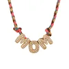 Nouveaux Colliers Pendentifs Lettres Initiales « Mom Love Mama » au Design Coloré, Collier Lettre Zircon « MOM LOVE » Tendance, Cadeaux Fête des Mères