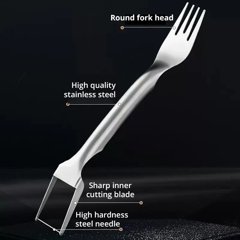 1pc Multi-purpose Portable 2In1 Watermelon Slicer Fork Cutter Knife Stainless Steel Kitchen Fruit Cutting watermelon slicer