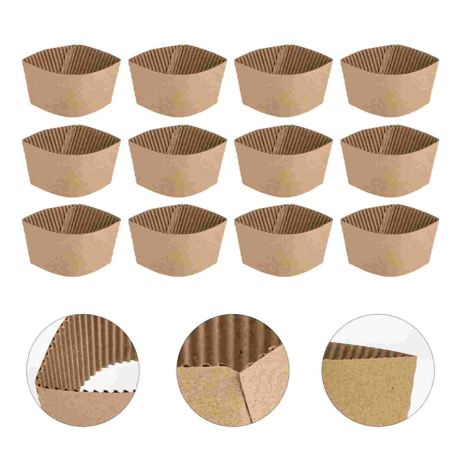 

50 Pcs Coffee Cup Holder Sleeves Disposable Cardboard Corrugated Paper Outdoor Protector
