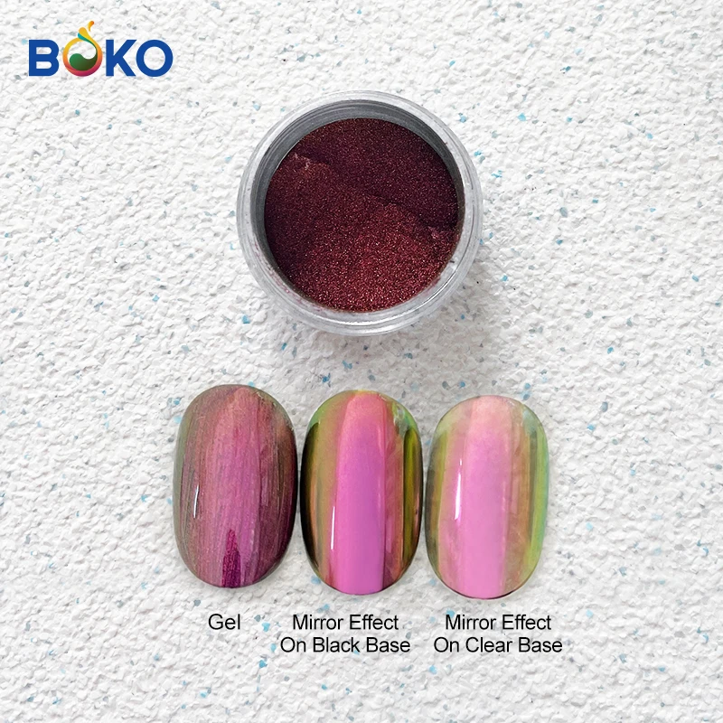 BOKO 1Box Nail Chameleon Chrome Powder Glitter Magic Mirror Pigment Dust Nail Decoration