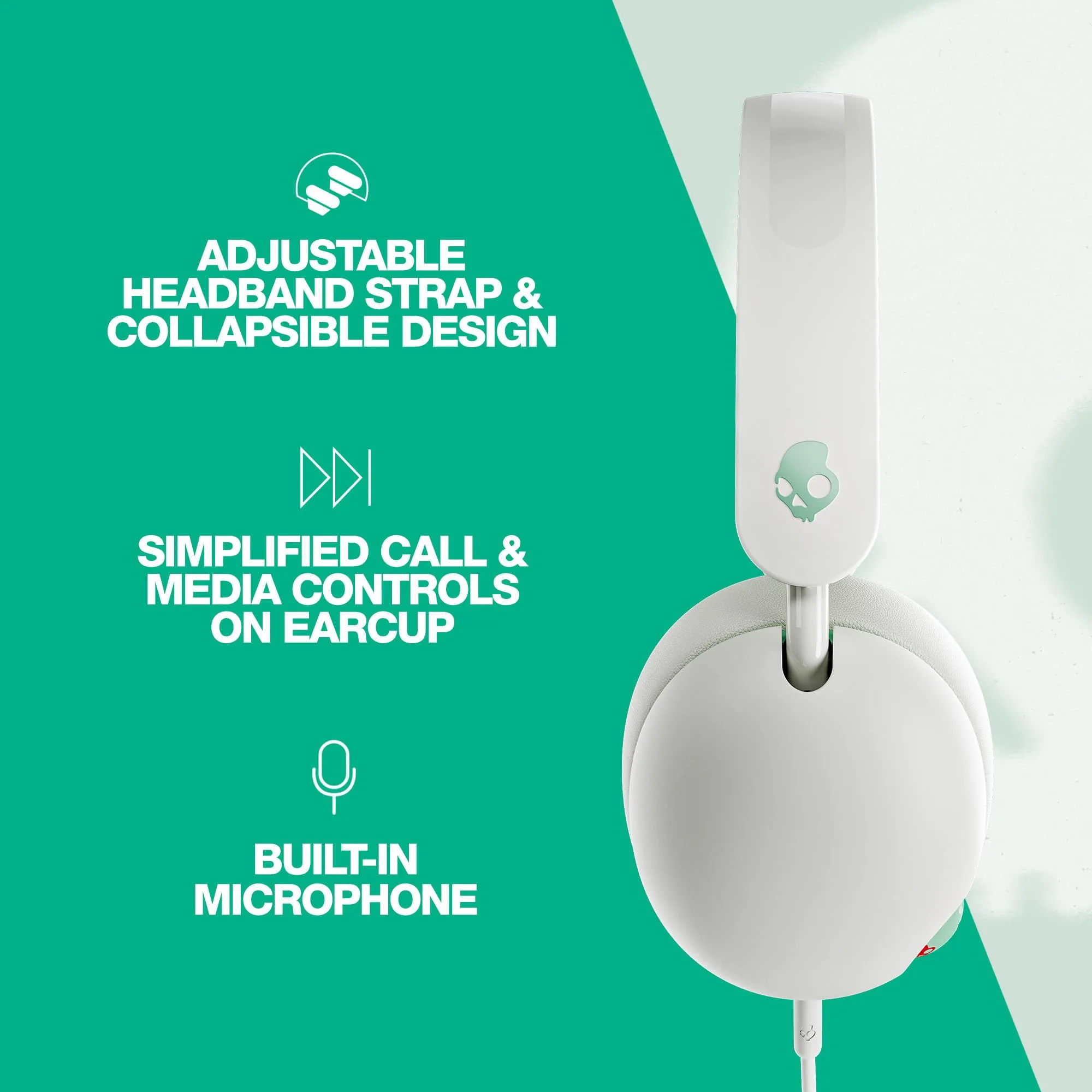 Skullcandy Grom 무선 대용량 배터리 헤드폰, HD 통화, 마이크 음성 어시스턴트, 감각 베이스 헤드셋 선택
