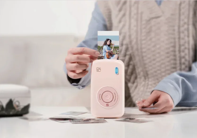 GlowMartHPRT Smartphone Sublimation Photo Printer CP2100 Mini Small DIY Share with 40 Sheets of Photo Paper 800mAh Battery