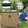 Large Outdoor Horizontal Storage Shed, 47 cu ft Resin Tool Shed w/o Shelf, Outdoor Waterproof Storage with Floor for Trash Cans 4