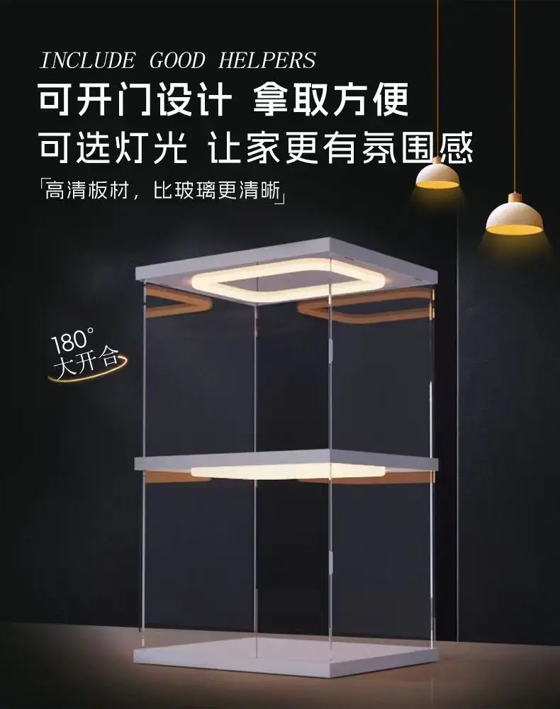 Description Picture 4 of itemAcrylic Clear Display Case with Ring LED Lights, Action Figure Display, Assemble Dust Storage Case for Car Models and Dolls