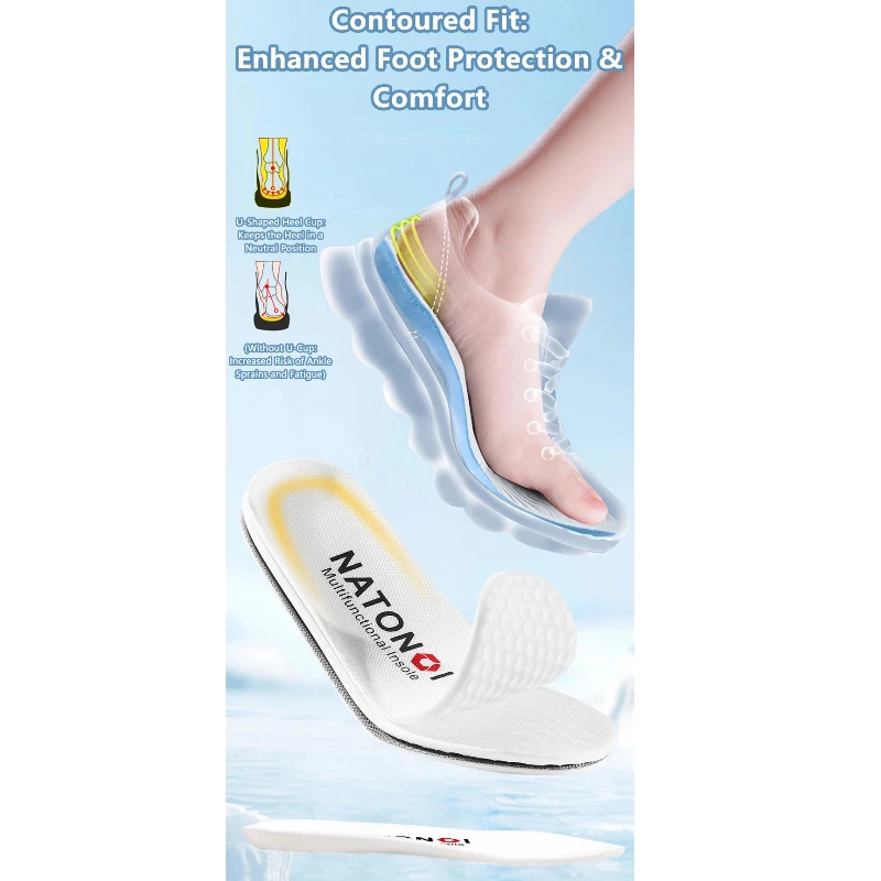Soletta Sportiva Ammortizzante Anti-Odore Traspirante Assorbi-Sudore Comoda Morbida Resiliente per Scarpe Sportive - immagine 2