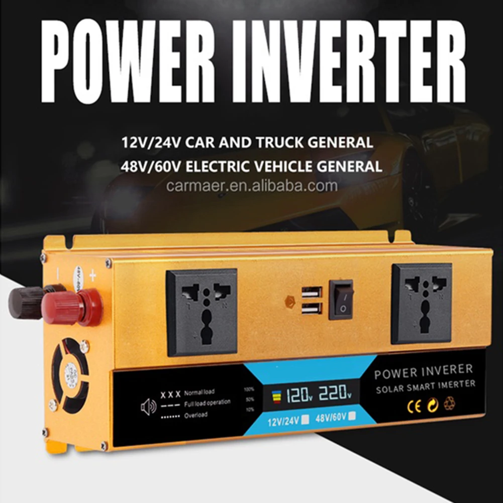 

New Promotion Voltage Converter Dual USB Ports Fast Charge High Power LCD Smart Digital Display Power Inverter