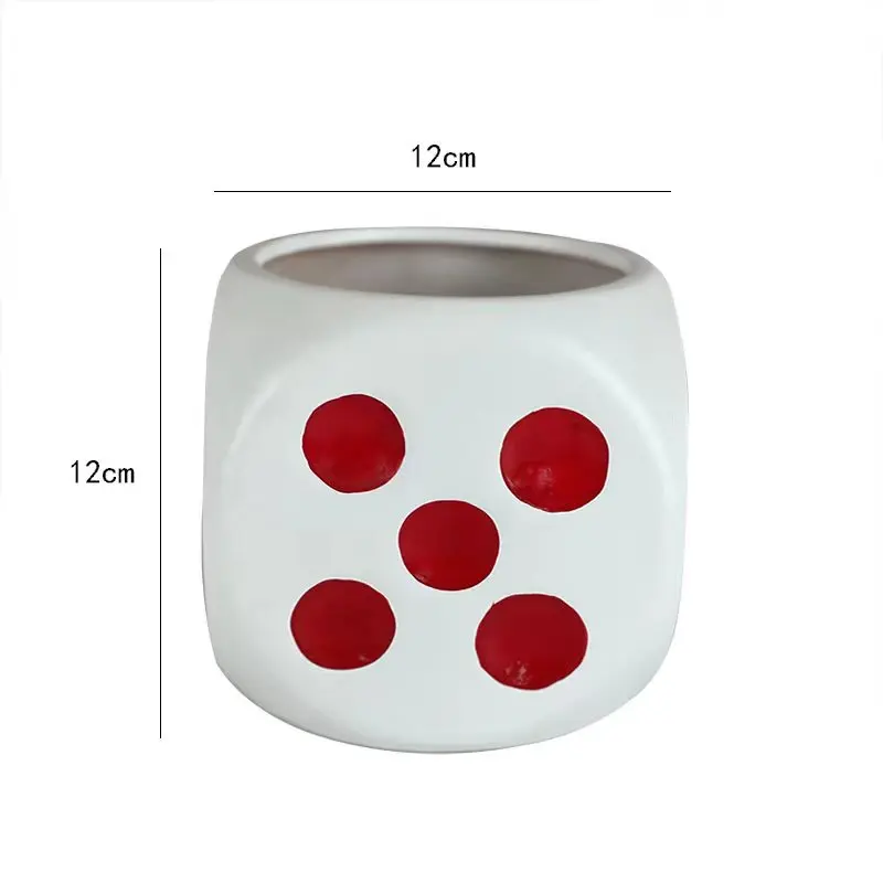 Creative Dice Square Flower Ceramic Pot Pen Holder Storage Jar Container Succulent Flower Pot Home Decoration Vase Storage Tank 6