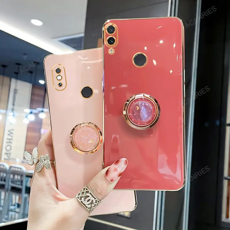 Elegant Plating Ring Holder Stand Case - Soft Silicone Back Cover