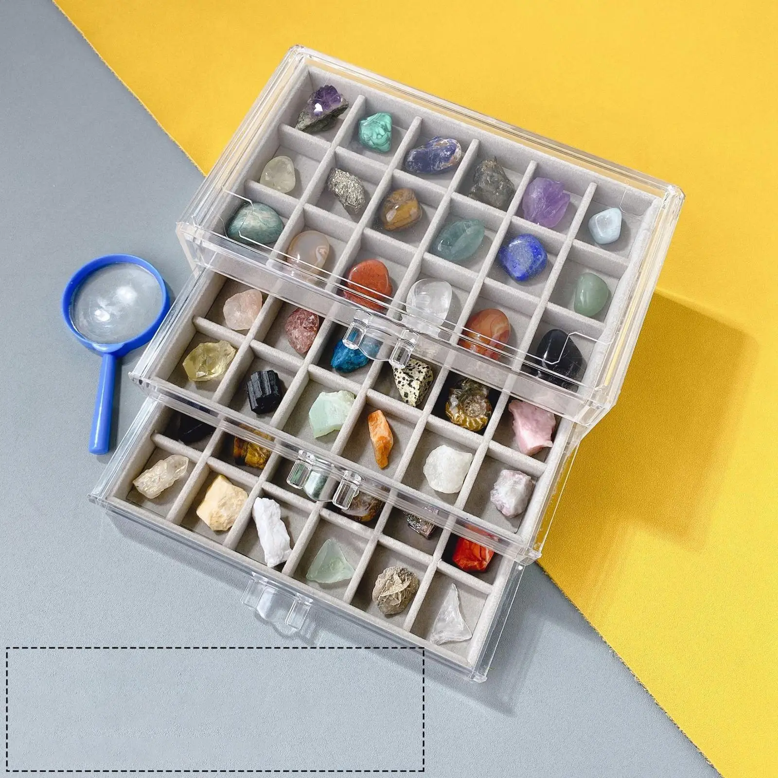 Rock Collection for Kid Science Education Toys 3 Layer Display Box Geology  Science Learning for Boys
