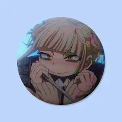 Charming Cartoon Character Himiko Toga Round Cosplay Pin Brooch - Perfect Gift and Collectible Decor - 44x44mm (Z6)