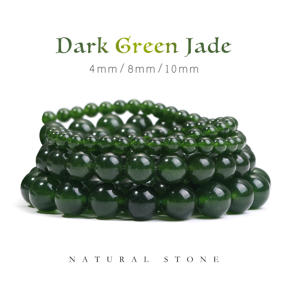 DIY Grüne Jade-Perlen Naturstein Dunkelgrüne Jade Runde Lose Perlen 4 6 8 10 MM Wählbare Größe für Schmuckherstellung 도매 보석