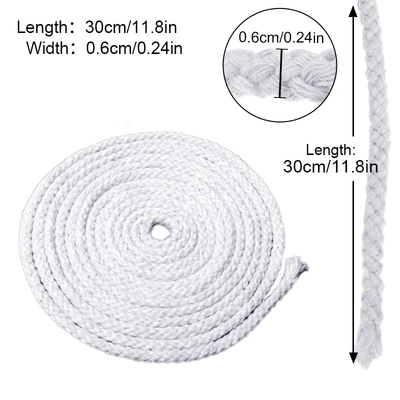 Lot De 50 Mèches Rondes Pour Lampes à Huile 15cm X 0,7cm - Coton DIY Bougies Et Lampes à Pétrole