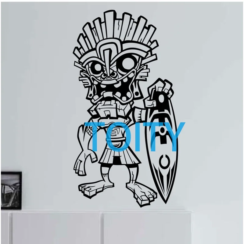 Wall Decal Tiki Bar Totem Hawaii Aloha Traditional Statue Polynesia Tribal Decor Vinyl Stickers Mural Wallpaper Decor