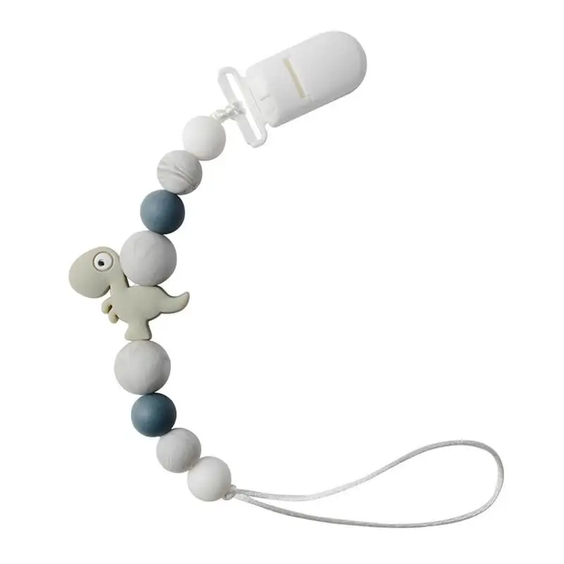 Pacifier Clips Silicone Dino Teether Clips For Toddlers Binky Paci