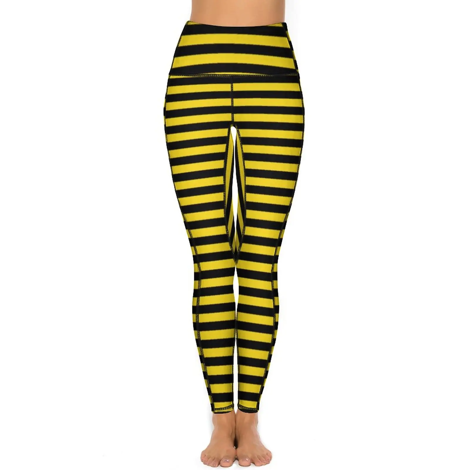 Bumble Bees Quality Leggings Yellow And Black Stripes Fitness Yoga Pants Women Push Up Elegant Leggins Stretch Sports Tights