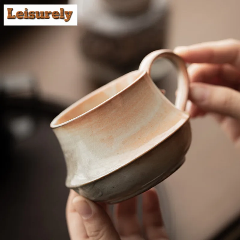 180ml Ink And Wash Coarse Pottery Coffee Mug Milk Cup Afternoon Tea Mug Wine Beer Bottle Office Water Cup Teaset Craft Supplies