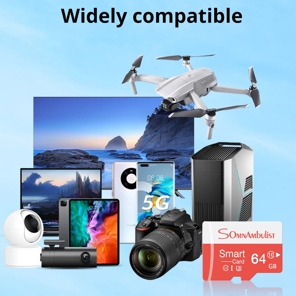 64GB High Speed C10 U3 V30 Memory Card For Drones Cameras Surveillance Devices Micro SD Card A1 Mini TF memory card