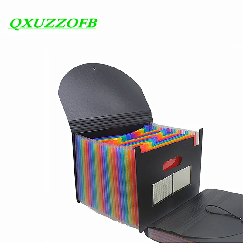 PortableA4FileFolder1324PocketsMultilayerRainbowSolid