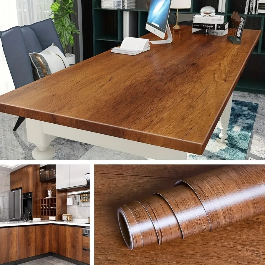 Vinyl Wood Grain Decor Contact Paper for Kitchen Cabinet Renovation Self Adhesive Waterproof Wallpaper Removable Wall Stickers