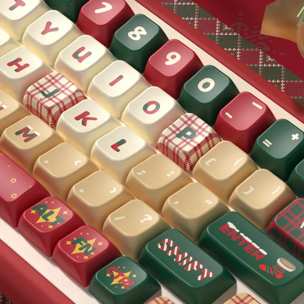Kyomot-feliz Natal Tema Keycaps Teclado Mecânico Cherry Perfil Keycap Iso Pbt Sub Dye para mx Switch Layout Faça Você Mesmo 158 Chaves - Imagem 6