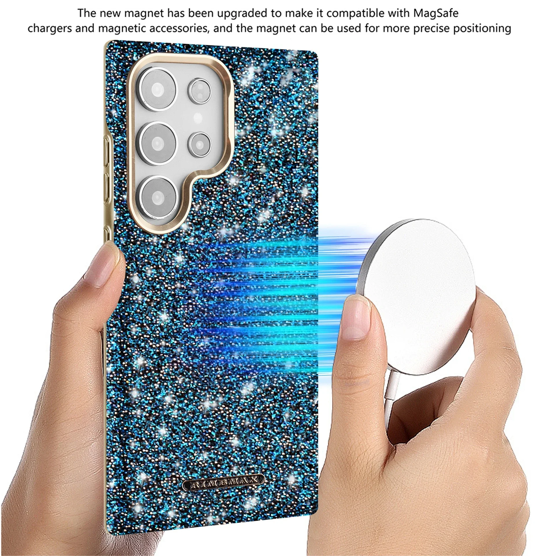 Glitter Bling Magnetic Attraction Phone Case with Electroplating Bumper