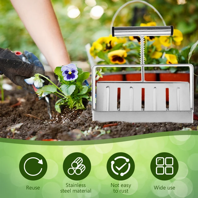 Talajblokk-Készítő Mikrokalap-Blokkoló Készlet Kézi Ergonómiai Talaj Blokkoló Szerszám Rozsdamentes Acél Növényi Transzplantációs Palánták - Image 2