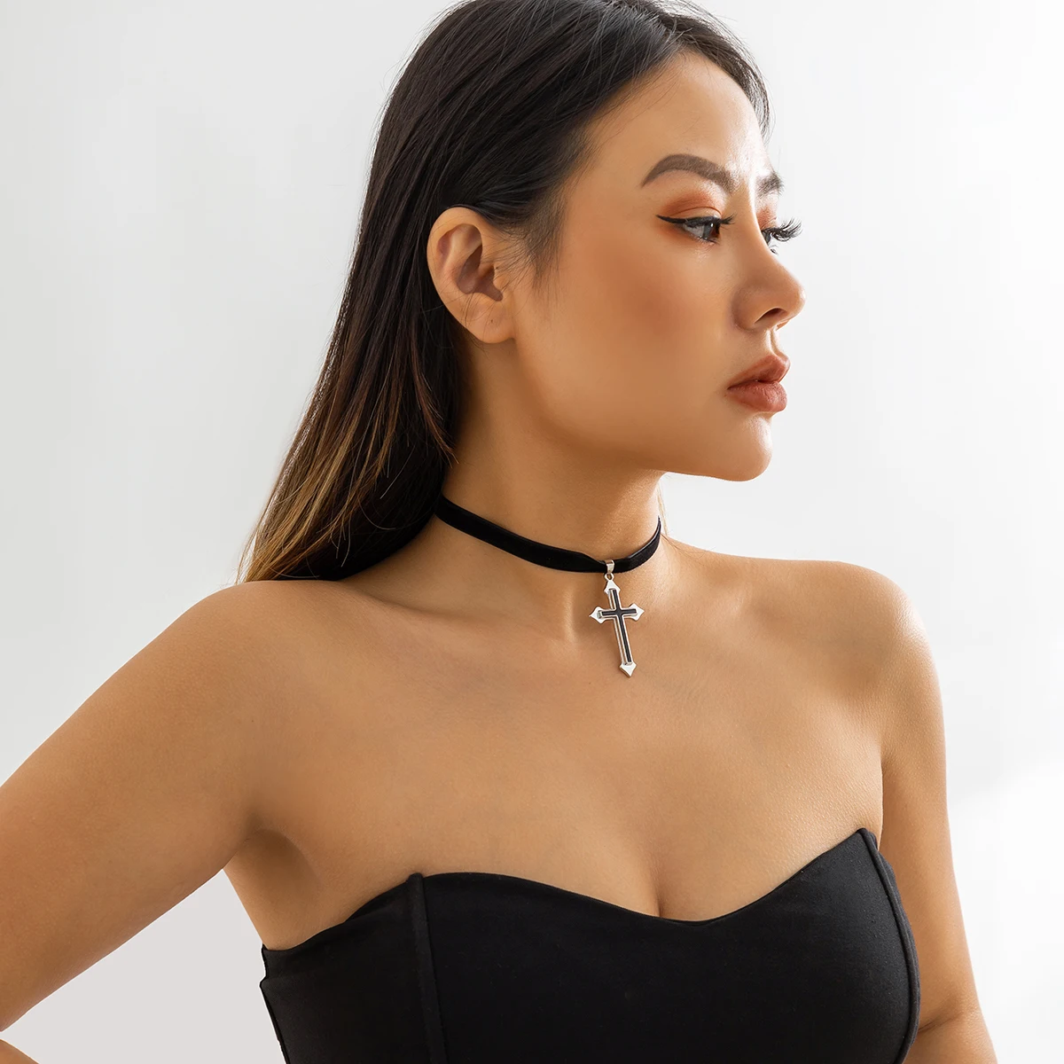 Velvet Pendant Necklace | Velvet Choker Necklace | Cross