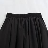 Jupe longue plissée large noire style trapèze pour femme, style vintage chic, taille haute, élégante, nouvelle collection printemps 3