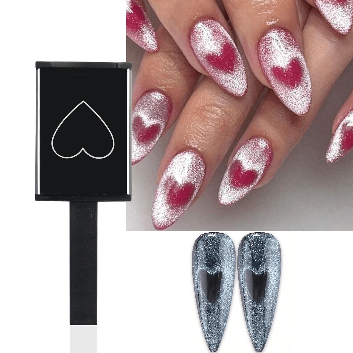 Magnetic Nail Art Tools Cat Eye Nail Tool Magnetic Nail Tools 1pc Nail Magnet Heart Patterns Cat Eye DIY Manicure Nail Art Magnet Gel Polish Manicure Tools Professional Beauty Tool