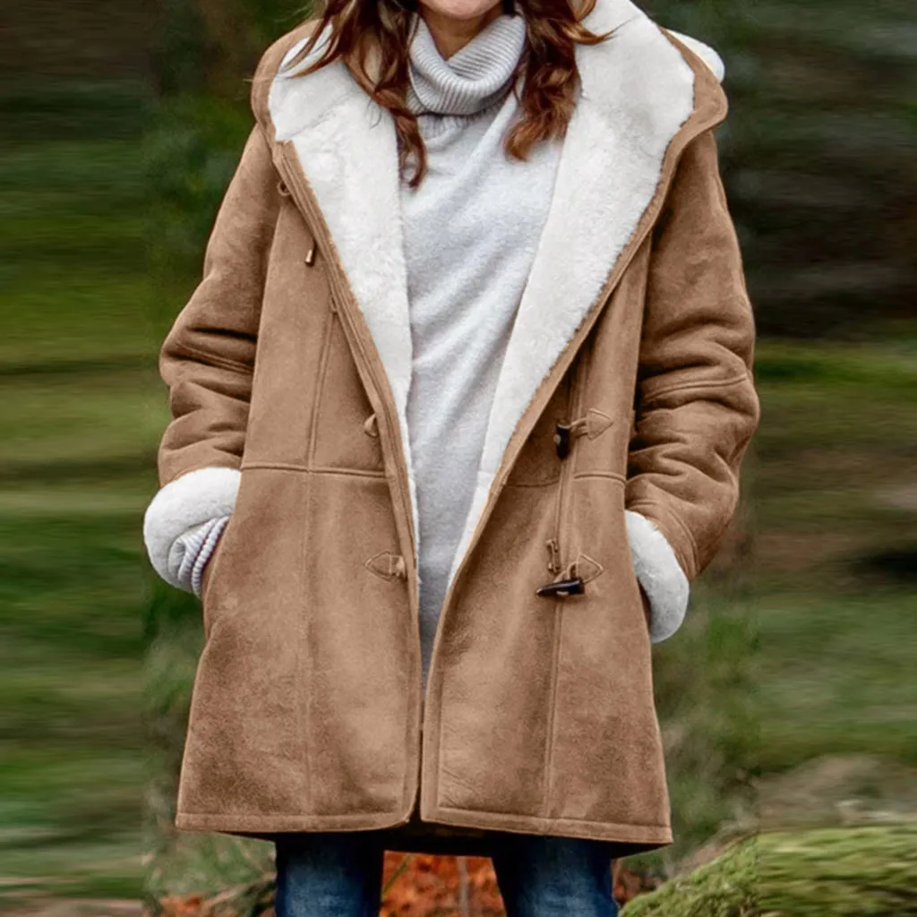 

Plush Outwear Winter Female Hooded Overcoat Fashion Thick Casual Versatile Korean Autumn Women Fleece Jacket Coat куртка женская